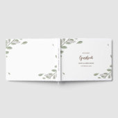 水の色でミニマルな緑結婚のフローラ ゲストブック (全面)