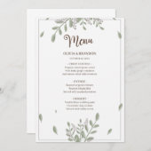 水の色でミニマルな緑結婚のフローラ メニュー (正面/裏面)