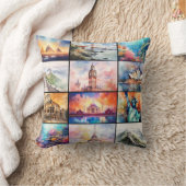 水の色で世界の旅行先 クッション (ブランケット)