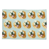 水の色で笑顔のゴールデンレトリバー犬 枕カバー (裏面-左)