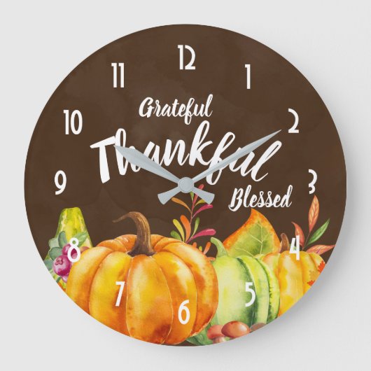 水の色で賛美感謝のカボチャ ラージ壁時計 (正面)