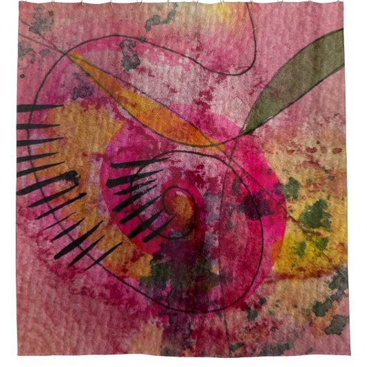 水の色とインク抽象芸術美絵画しい芸術 シャワーカーテン (正面)