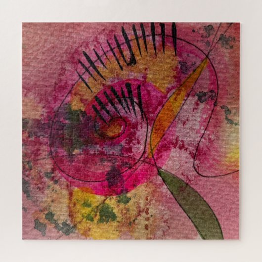 水の色とインク抽象芸術美絵画しい芸術 ジグソーパズル (横)