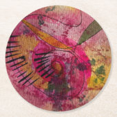 水の色とインク抽象芸術美絵画しい芸術 ラウンドペーパーコースター (正面)