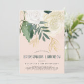 水の色とグリッターのバラブライドmaidsランチョン 招待状 (スタンド正面)