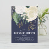 水の色とグリッターのバラブライドmaidsランチョン 招待状 (スタンド正面)