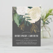 水の色とグリッターのバラブライドmaidsランチョン 招待状 (スタンド正面)