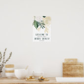 水の色とグリッターバラブライダルショーウェルカム ポスター (キッチン)