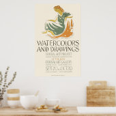 水の色とスケッチ ポスター (キッチン)