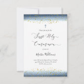 水の色とホイルフェイク紙吹雪第1聖餐式 招待状 (正面)