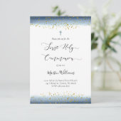 水の色とホイルフェイク紙吹雪第1聖餐式 招待状 (スタンド正面)