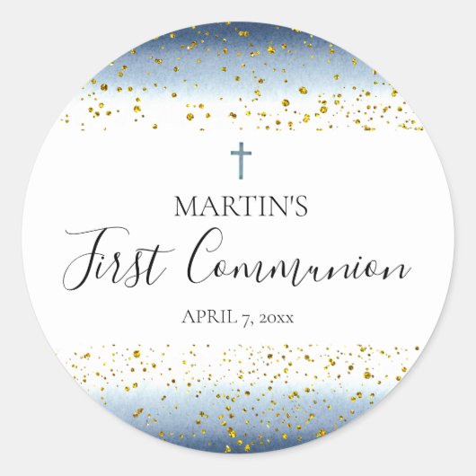 水の色とホイルフェイク詳細第1聖餐式 ラウンドシール (正面)