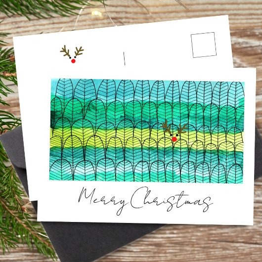 水の色と名付けられたルドルフのクリスマスパイン シーズンポストカード