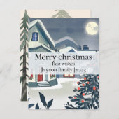 水の色と明メリーるいクリスマエレガントスかわいい シーズンカード (正面/裏面)
