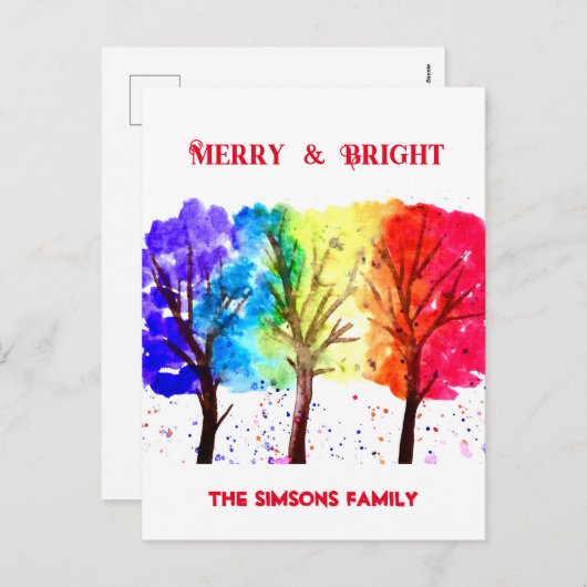 水の色と明メリーるいクリスマスツリー シーズンポストカード (正面/裏面)