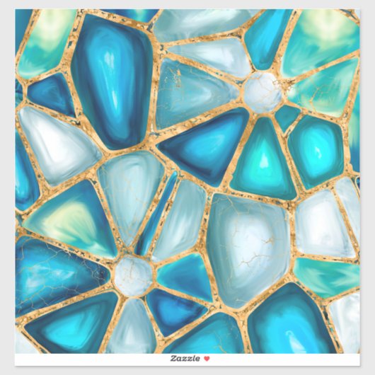 水の色と金ゴールドのセル – 海 シール (シート)