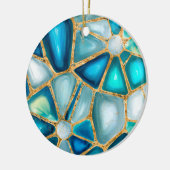 水の色と金ゴールドのセル – 海 セラミックオーナメント (左)