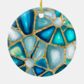 水の色と金ゴールドのセル – 海 セラミックオーナメント (裏面)