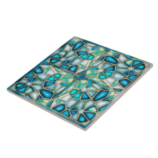 水の色と金ゴールドセル – 海- quatro タイル (側面)