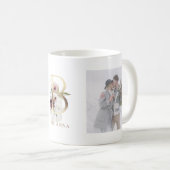 水の色と金ゴールド | 2つのフォトレターBモノグラム コーヒーマグカップ (正面右)