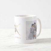 水の色と金ゴールド | 2つのフォトレターKモノグラム コーヒーマグカップ (正面右)