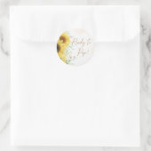 水の色にポップ・アートの対応したフローラ赤ちゃんシャワー ラウンドシール (バッグ)