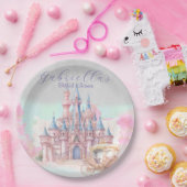 水の色のおとぎ話テーマ城&キャリッジ ペーパープレート (パーティー)