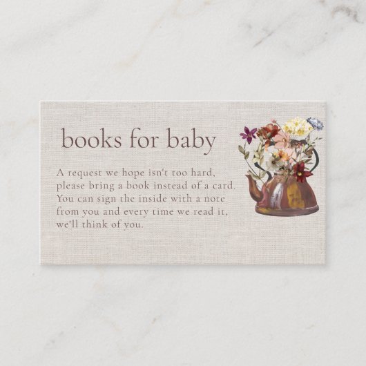 水の色のお茶フローラ本の赤ちゃんシャワー エンクロージャーカード (正面)