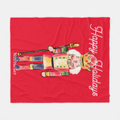 水の色のかわいらしくるみ割りカーハッピーホリデーレッド フリースブランケット (正面(横))