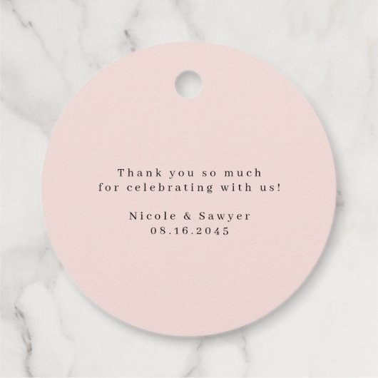 水の色のかわいらし庭の花ありがとう フェイバータグ (裏面)