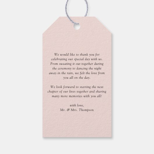 水の色のかわいらし庭の花結婚の感謝 ギフトタグ (裏面)