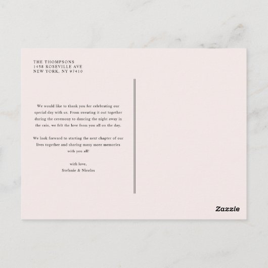 水の色のかわいらし庭の花結婚の感謝 ポストカード (裏面)