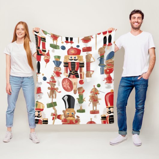 水の色のくるみ割りクリスマスパターン フリースブランケット (インサイチュ)