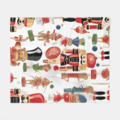 水の色のくるみ割りクリスマスパターン フリースブランケット (正面(横))