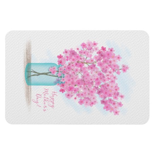 水の色のさくらんぼが母の日に咲く マグネット (横)