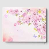 水の色のさくらんぼ花の赤ちゃんシャワー ゲストブック (裏面)