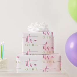 水の色のさくらんぼ花の赤ちゃんシャワー ラッピングペーパー