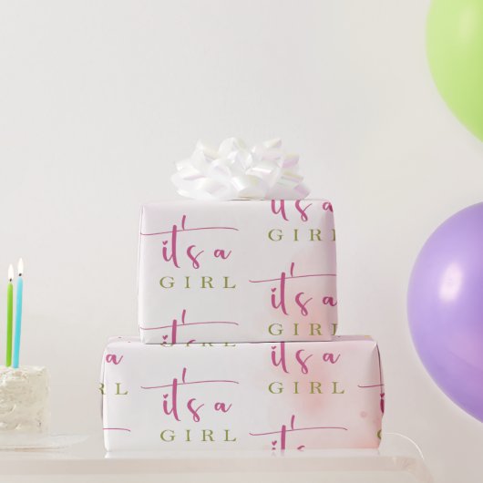 水の色のさくらんぼ花の赤ちゃんシャワー ラッピングペーパー (パーティーギフト)