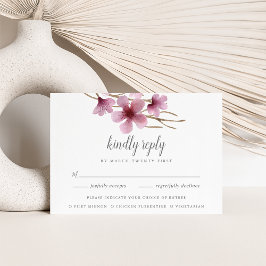 水の色のさくらんぼ花の食事の選択RSVP 出欠カード