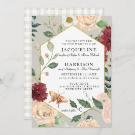 水の色のつる植物nフローラサンゴバラ蝶 招待状