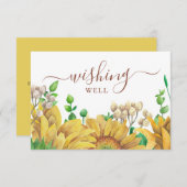 水の色のひまわりは良く願う。素朴結婚 エンクロージャーカード (正面/裏面)