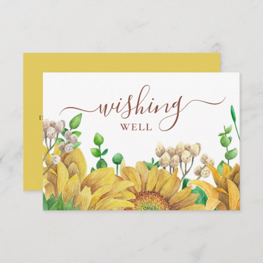 水の色のひまわりは良く願う。素朴結婚 エンクロージャーカード (正面/裏面)