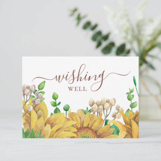 水の色のひまわりは良く願う。素朴結婚 エンクロージャーカード (スタンド正面)