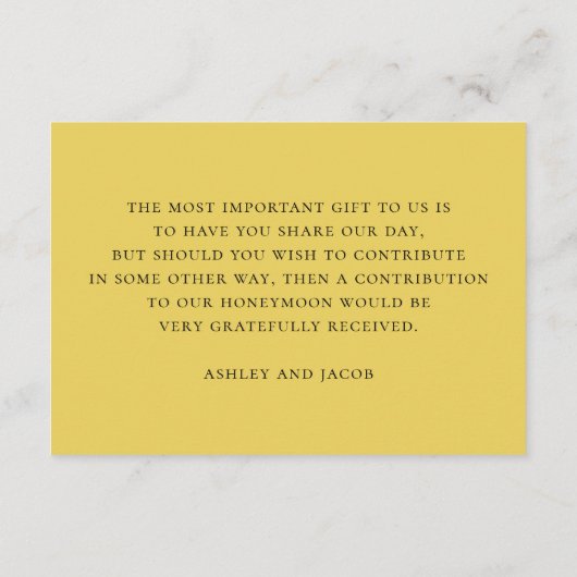 水の色のひまわりは良く願う。素朴結婚 エンクロージャーカード (裏面)