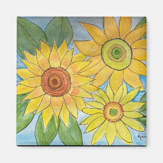 水の色のひまわりマグネット マグネット