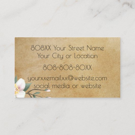 水の色のりんご花がパーチメント素朴に 名刺 (裏面)