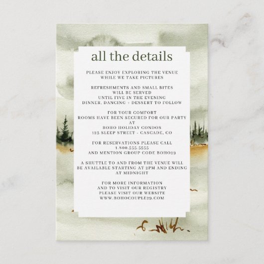 水の色のアウトドア結婚ジー エンクロージャーカード (正面)