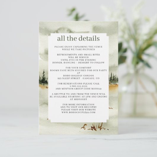 水の色のアウトドア結婚ジー エンクロージャーカード (スタンド正面)