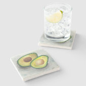 水の色のアボカド ストーンコースター (横)