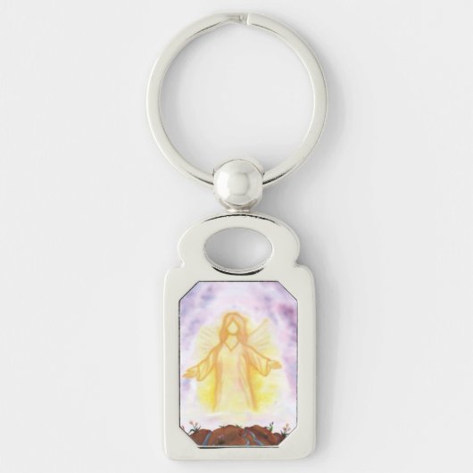 水の色のアートエンジェルが現輝くれ キーホルダー (正面)